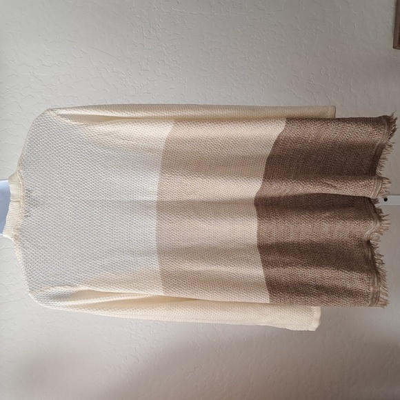 Style & Co Ombre Sweater Open Front Fringe Accent Size Medium - Picture 2 of 6